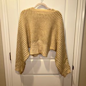 Topshop Crew Neck Cropped Waffle Knit Sweater Size XL